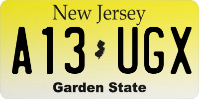 NJ license plate A13UGX