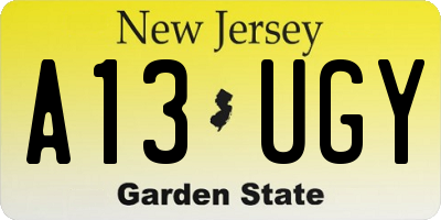 NJ license plate A13UGY