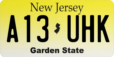 NJ license plate A13UHK
