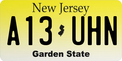 NJ license plate A13UHN