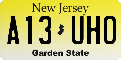 NJ license plate A13UHO