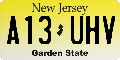 NJ license plate A13UHV