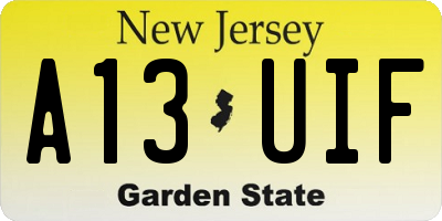 NJ license plate A13UIF
