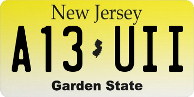 NJ license plate A13UII