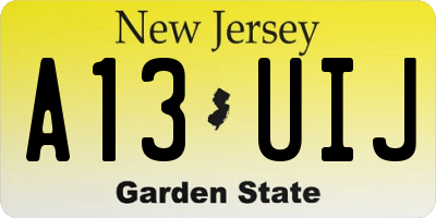 NJ license plate A13UIJ