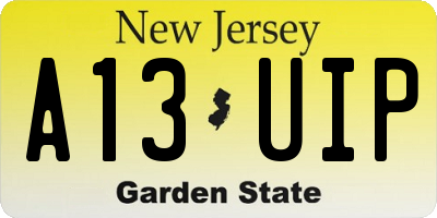 NJ license plate A13UIP