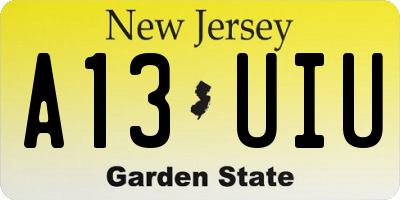 NJ license plate A13UIU