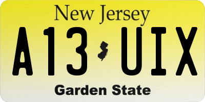 NJ license plate A13UIX