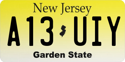 NJ license plate A13UIY