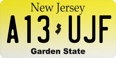 NJ license plate A13UJF