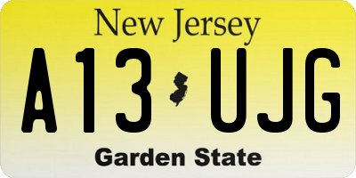 NJ license plate A13UJG