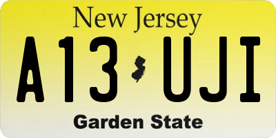 NJ license plate A13UJI