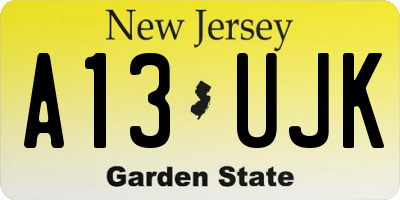 NJ license plate A13UJK