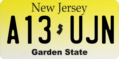 NJ license plate A13UJN
