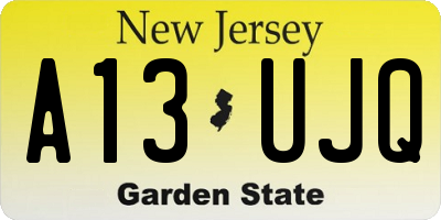NJ license plate A13UJQ