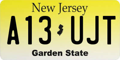 NJ license plate A13UJT