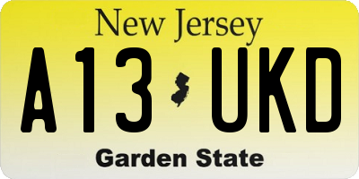 NJ license plate A13UKD