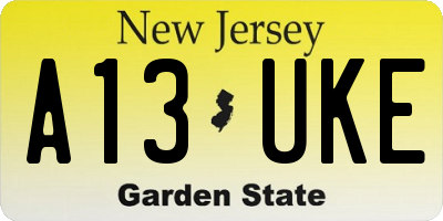 NJ license plate A13UKE