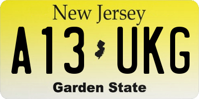 NJ license plate A13UKG