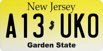 NJ license plate A13UKO
