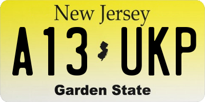 NJ license plate A13UKP