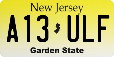 NJ license plate A13ULF