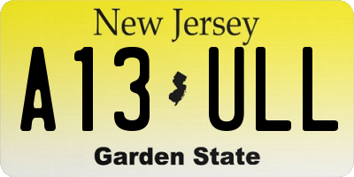 NJ license plate A13ULL
