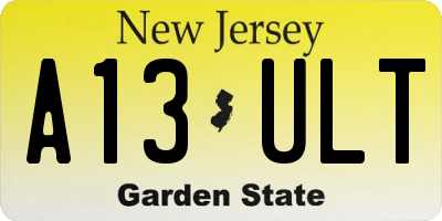 NJ license plate A13ULT