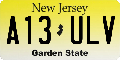 NJ license plate A13ULV