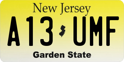 NJ license plate A13UMF