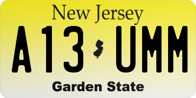 NJ license plate A13UMM