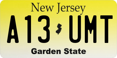 NJ license plate A13UMT