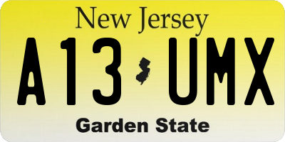 NJ license plate A13UMX