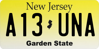 NJ license plate A13UNA