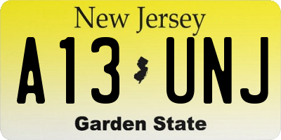 NJ license plate A13UNJ