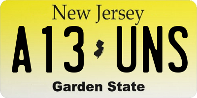 NJ license plate A13UNS