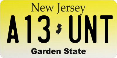 NJ license plate A13UNT