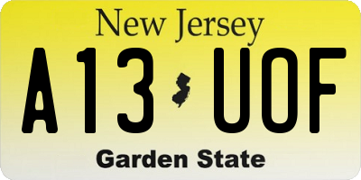 NJ license plate A13UOF