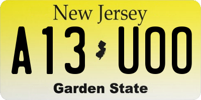 NJ license plate A13UOO