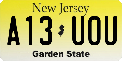 NJ license plate A13UOU