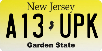 NJ license plate A13UPK