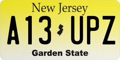 NJ license plate A13UPZ