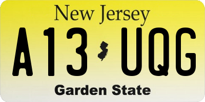 NJ license plate A13UQG