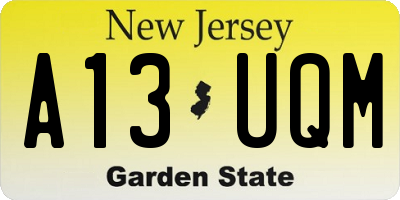 NJ license plate A13UQM