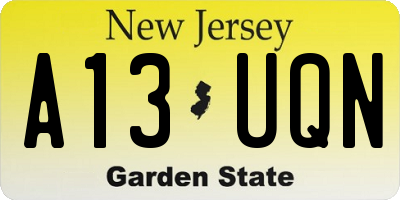 NJ license plate A13UQN