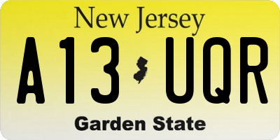 NJ license plate A13UQR