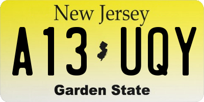 NJ license plate A13UQY