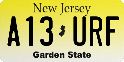 NJ license plate A13URF