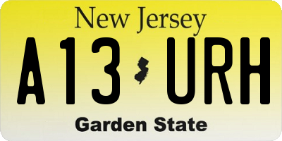NJ license plate A13URH