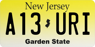 NJ license plate A13URI